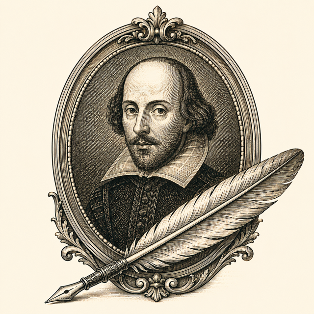 The Daily Bard mark: an engraved oval portrait of William Shakespeare with a quill.